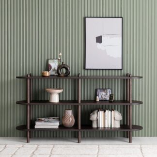 Askel tammi avohylly 165x35x86 cm pyöreällä päädyllä savutammi