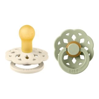 BIBS Pacifier Boheme Latex Size 1 2 2 kpl – Ivory/Sage