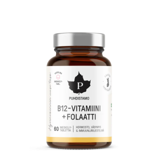 Puhdistamo B12 + folaatti (Quatrefolic®), vadelma 60 tabl. 60 kaps
