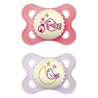 MAM Original Night 0–6 kk Silk Teat 2 kpl – Pink
