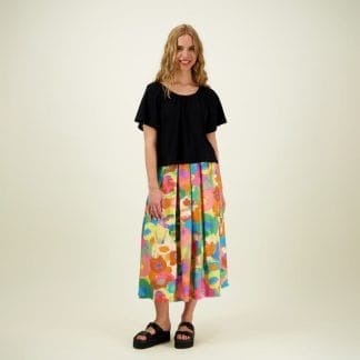 Bell Sleeve Rib Top -Paita | Licorice - XS