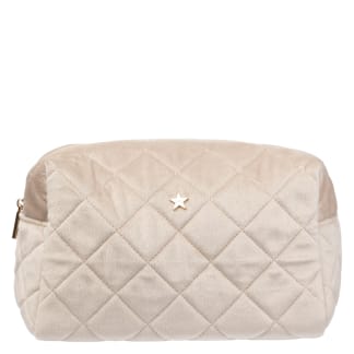 DARK Velvet Square Quilted Make-Up Pouch Large Dark Sand