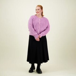 Cotton Knit Cardigan -Neuletakki | Lavender - XL/XXL