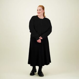 Cotton Knit Cardigan -Neuletakki |  Licorice - XL/XXL