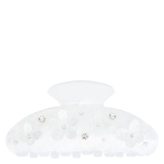DARK Flower & Butterfly Hair Claw ─ White