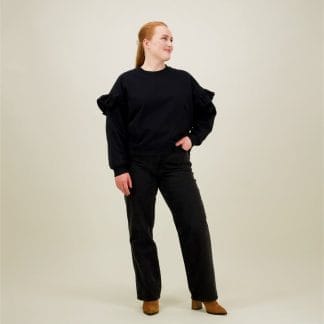 Frill Sweater -Collegepaita | Licorice - M