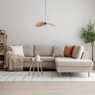 Toronto avokulmasohva oikea, beige Storm 06, jalka tammi
