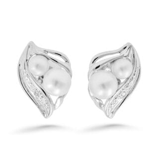 Silván Daria timanttikorvakorut helmillä, 0,015ct, valkokultaa, timanttikorut