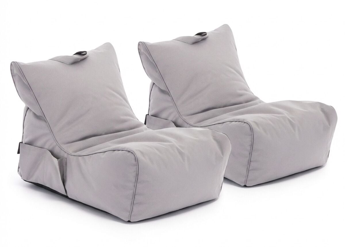 Jade Outdoor säkkituolit 2 kpl setti vaaleanharmaa