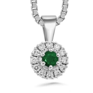 Silván Lauriel timanttiriipus smaragdilla, 0,24ct, valkokultaa, timanttikorut