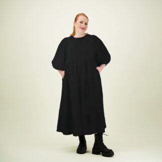 Puff Sleeve Midi Dress -Mekko |  Licorice - M