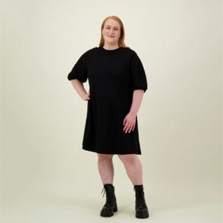 Puff Sleeve Tunic Dress -Tunikamekko | Black - XXL