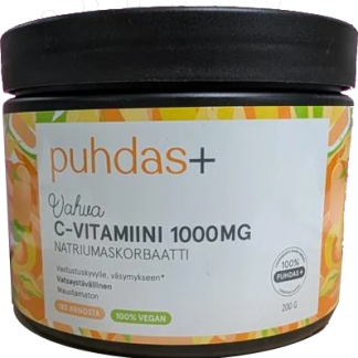 Puhdas+ C-Vitamiini 1000 mg, jauhe, 200 g 200 g