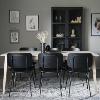Rowico Home Filippa-Brent 6-hengen ruokailuryhmä valkoöljytty tammi/musta