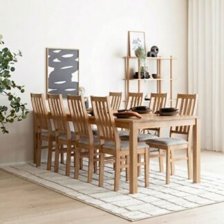 Scandic-Niklas tammi 8-hengen ruokailuryhmä lakattu tammi/beige storm 06