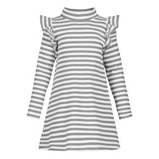 Striped Mock Neck Rib Dress -Mekko | Cloudy/Vanilla - 134/140