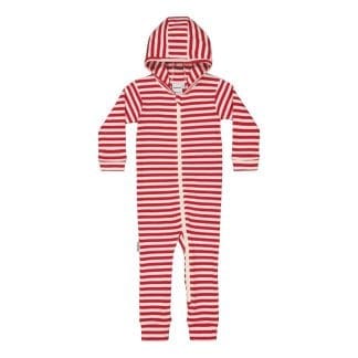 Striped Rib Playsuit -Haalari | Poppy/Creamy - 86/92