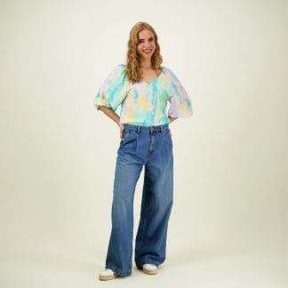 Sunset Volume Sleeve Blouse -Paita - L