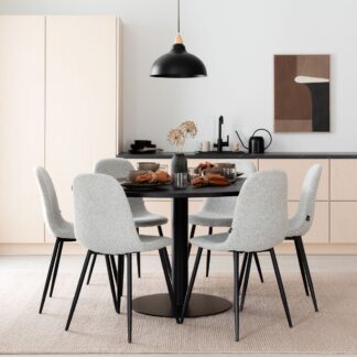 Trend-Furia 6-hengen pyöreä ruokailuryhmä musta, vaalea beige buklee