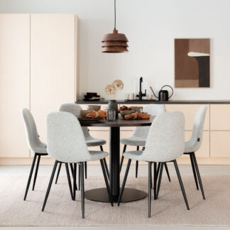 Trend-Furia 6-hengen pyöreä ruokailuryhmä ruskea/musta, vaalea beige buklee