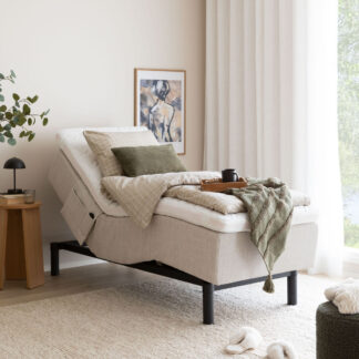 Unia Hopea moottorisänky M 90x200 beige, relax 7cm, 18cm musta jalka