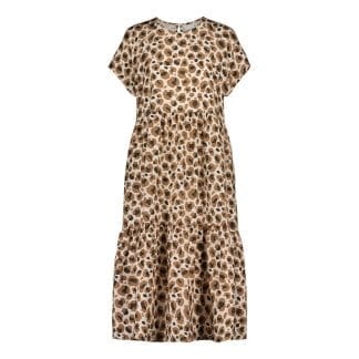 Women's Leopold Tiered Midi Dress -Mekko | Chocolate - XXL