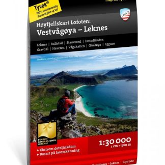 Calazo Lofoten Vestvågöya-Leknes Tyvek retkeilykartta, ulkomaat