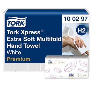 Håndklædeark Tork H2 Xpress® Premium Extra Soft Multifold hvid - (21 pakker x 100 stk.)
