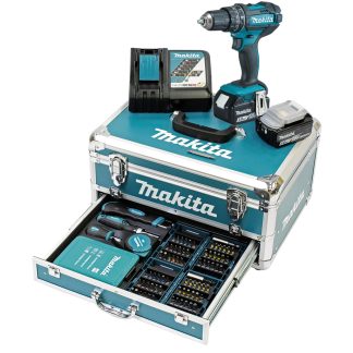Makita DHP482RFX9 - Vasaraporakone/ruuvinväännin - akkuporakone - avaimeton porapatruuna 13 mm - 62 N-m - 2 akkua
