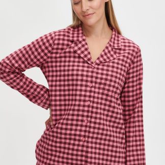Nanso FLANELLI pyjamapaita - pinkki-burgundi-XL