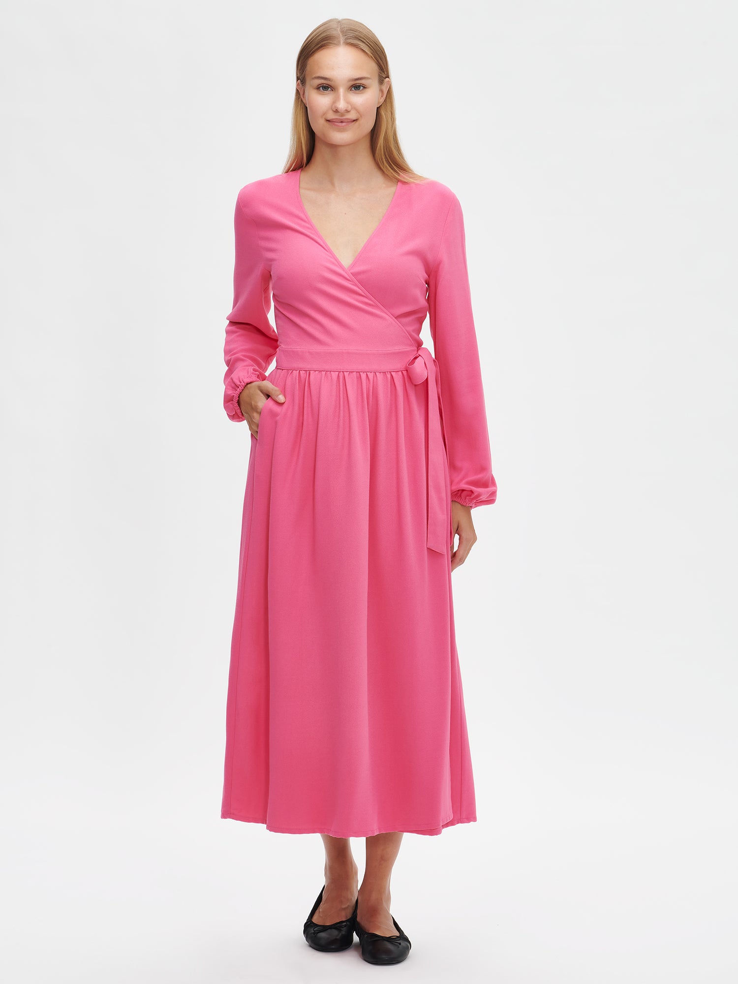 Nanso KORNELIA pitkä kietaisumekko - pinkki-44