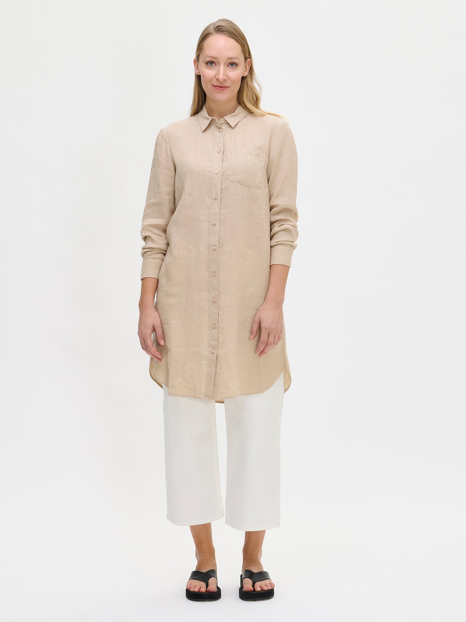 Nanso PELLAVA pitkä paitapusero - beige-46