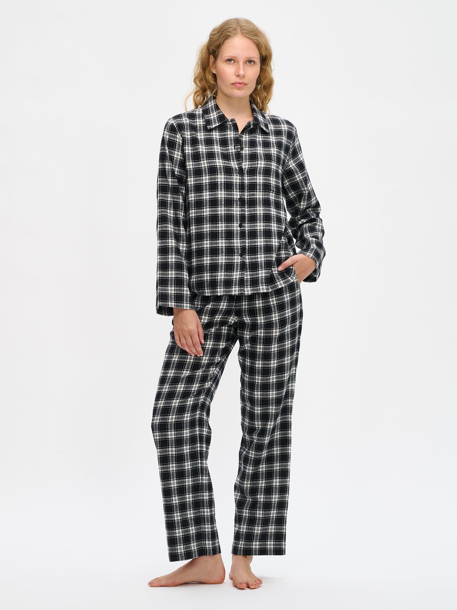 Nanso RUUTU pyjamahousut - mustavalkoinen-XXL