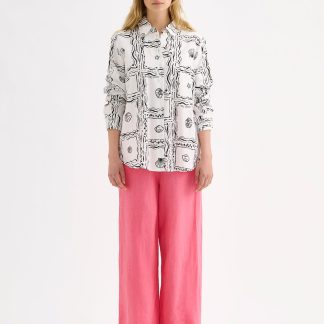 Nanso SAARI culottes-pellavahousut - pinkki-44
