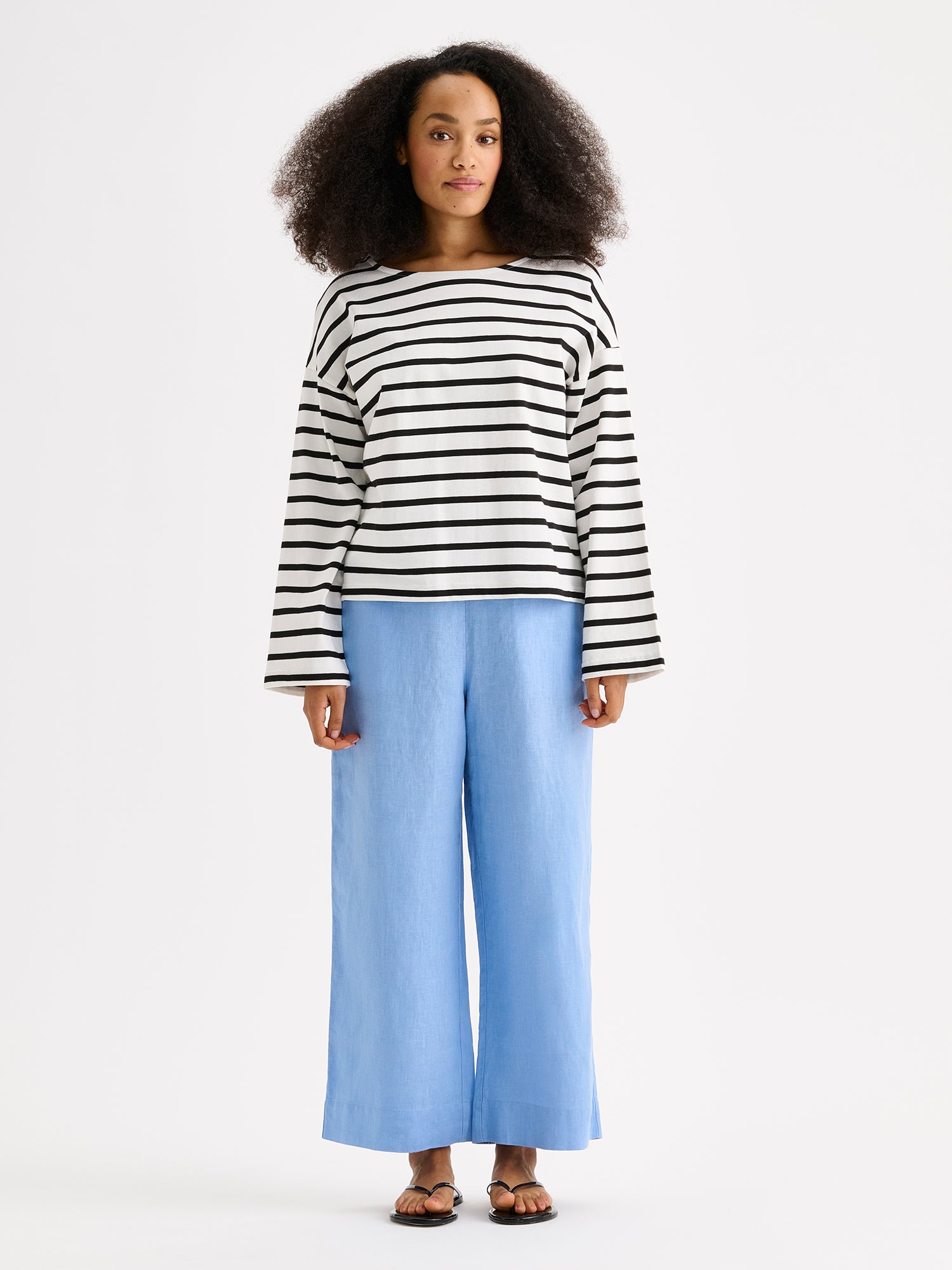 Nanso SAARI culottes-pellavahousut - sininen-40