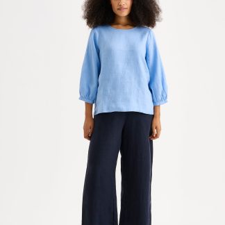 Nanso SAARI culottes-pellavahousut - tummansininen-38
