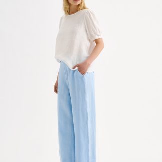 Nanso SAARI culottes-pellavahousut - vaaleansininen-36