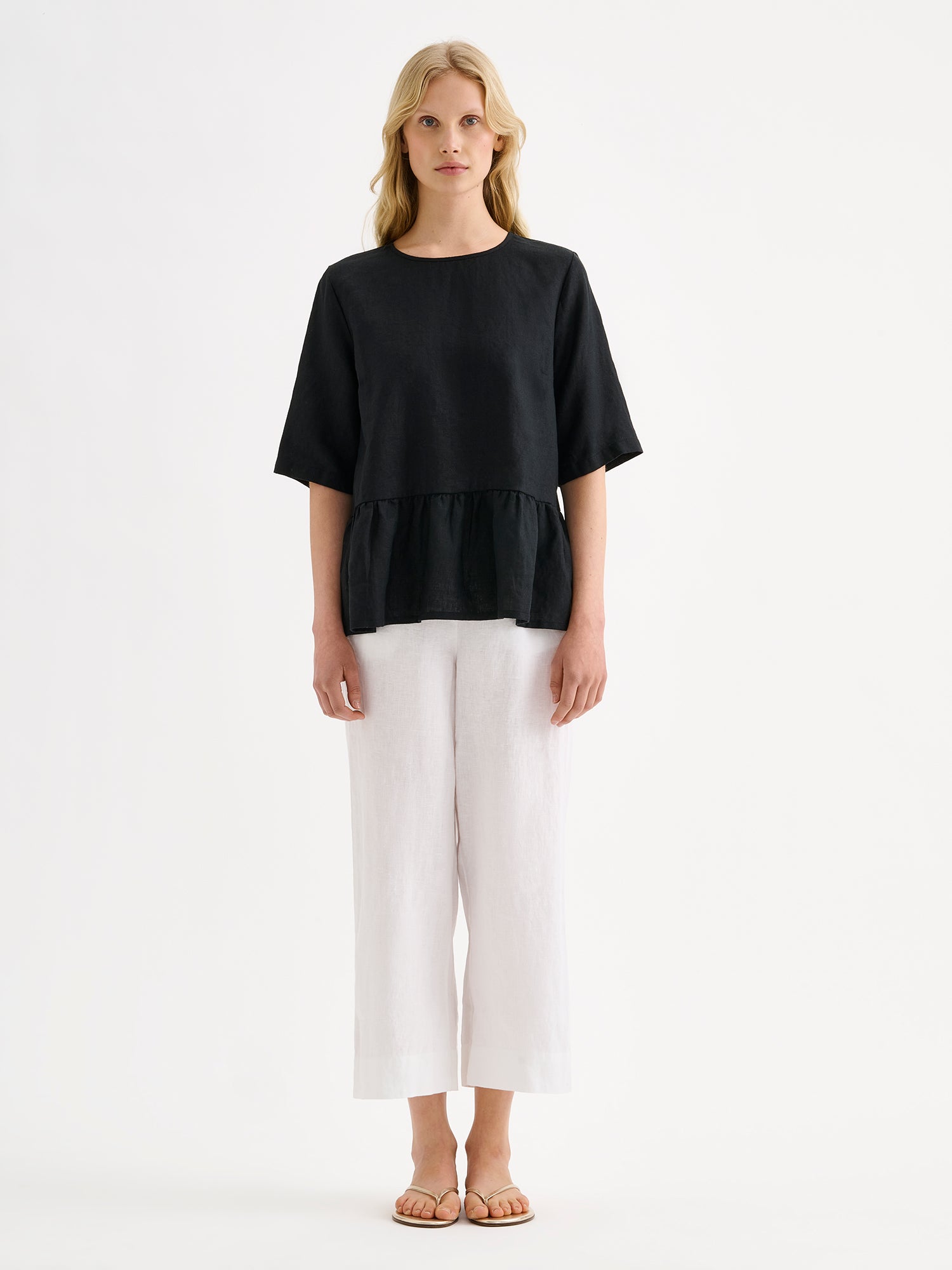 Nanso SAARI culottes-pellavahousut - valkoinen-40