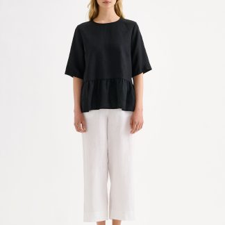 Nanso SAARI culottes-pellavahousut - valkoinen-46