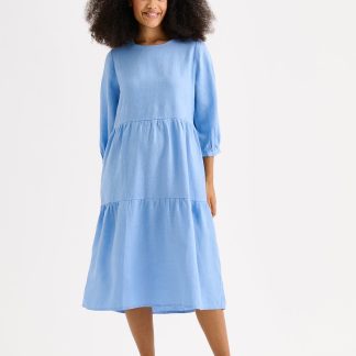 Nanso SARALIA midi pellavamekko - sininen-XXL