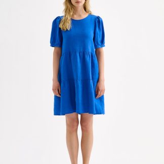 Nanso SARASTUS lyhyt pellavamekko - sininen-XL