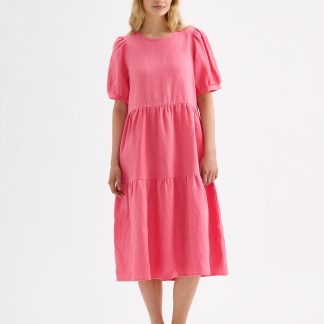 Nanso SARASTUS midi pellavamekko - pinkki-S