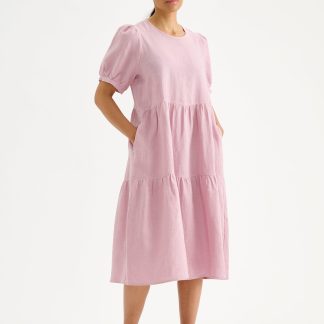 Nanso SARASTUS midi pellavamekko - roosa-S