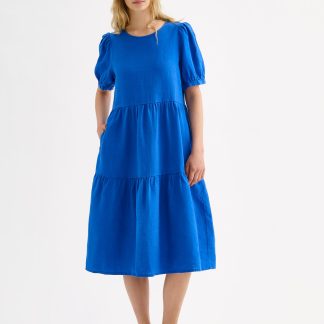 Nanso SARASTUS midi pellavamekko - sininen-XS