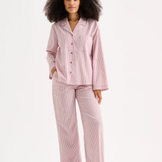 Nanso TAUKO raidalliset pyjamahousut - punainen-L