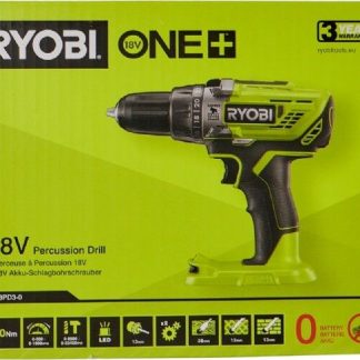 Ryobi One+ R18PD3-0 - Vasaraporakone/ruuvinväännin - akkuporakone - 2-nopeuksinen - avaimeton porakori 13 mm - 50 N-m - ei akkua - 18 V - SOLO
