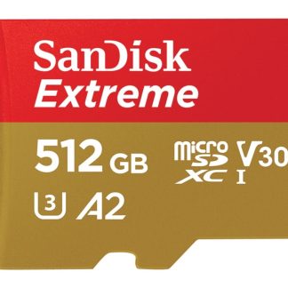 SanDisk Extreme - Flash-muistikortti (microSDXC-SD-sovitin sisältyy) - 512 GB - A2 / Video Class V30 / UHS-I U3 / Class10 - microSDXC UHS-I