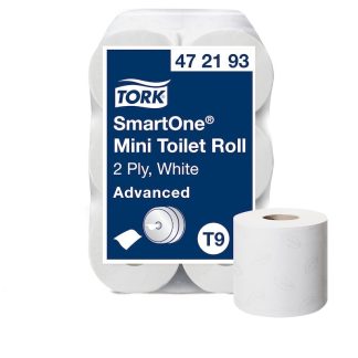 Toiletpapir Tork T9 Advanced SmartOne® Mini 2-lag hvid - (12 ruller pr. karton)