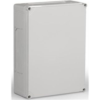 ENSTO Vægskab montagekasse komplet polycarbonat 300 x 400 x 132 mm grå RAL7035 med grå låg IP66/67 4 x F2 flangeudslagsblanketter 4 x F2 flangeudsblanketter