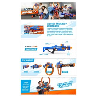 XSHOT lelukivääri Mad Megga Barrel Blaster Insanity